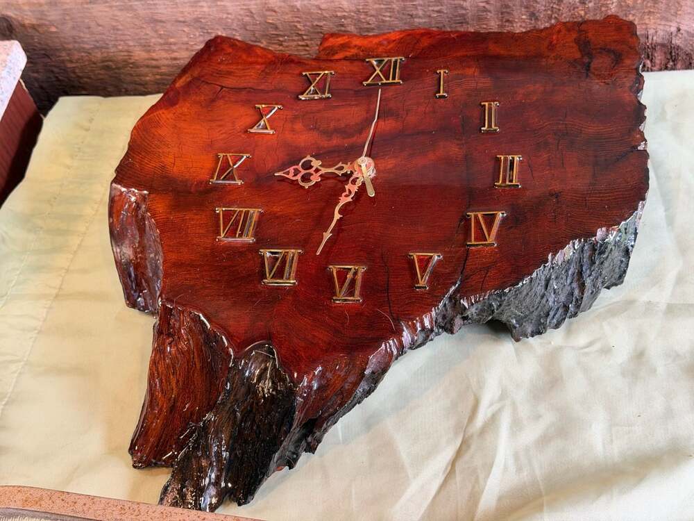 Handcrafted California Redwood Burl Live Edge Wall Clock